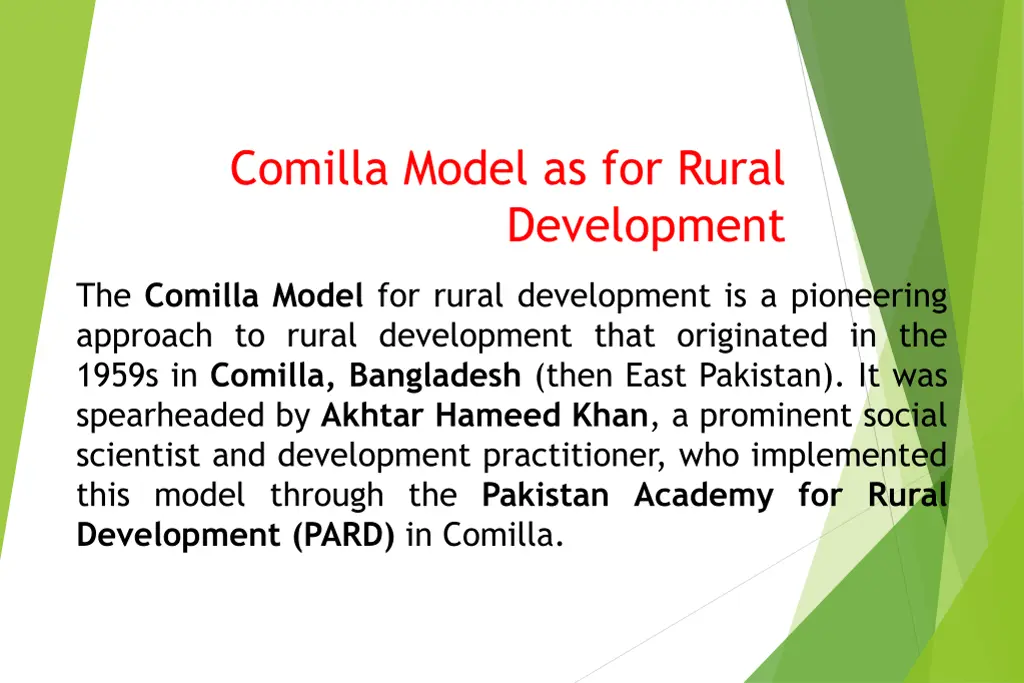 comilla model as for rural development