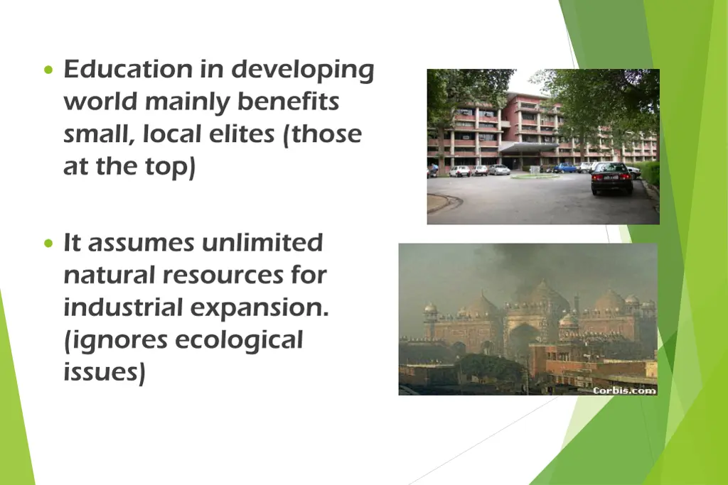 education in developing world mainly benefits