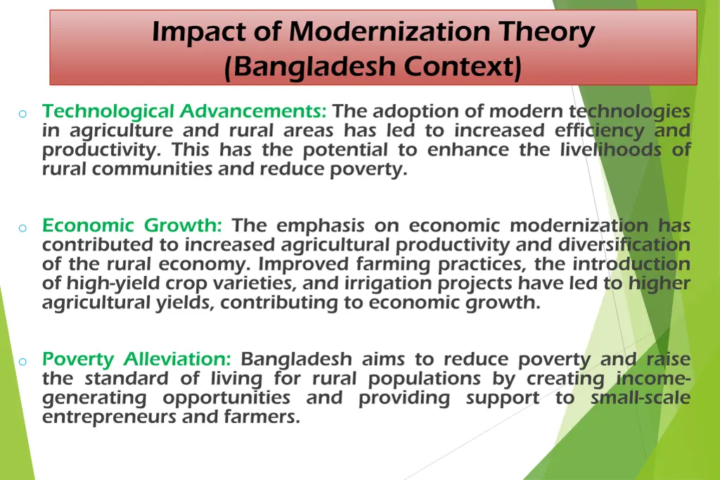 impact of modernization theory bangladesh context