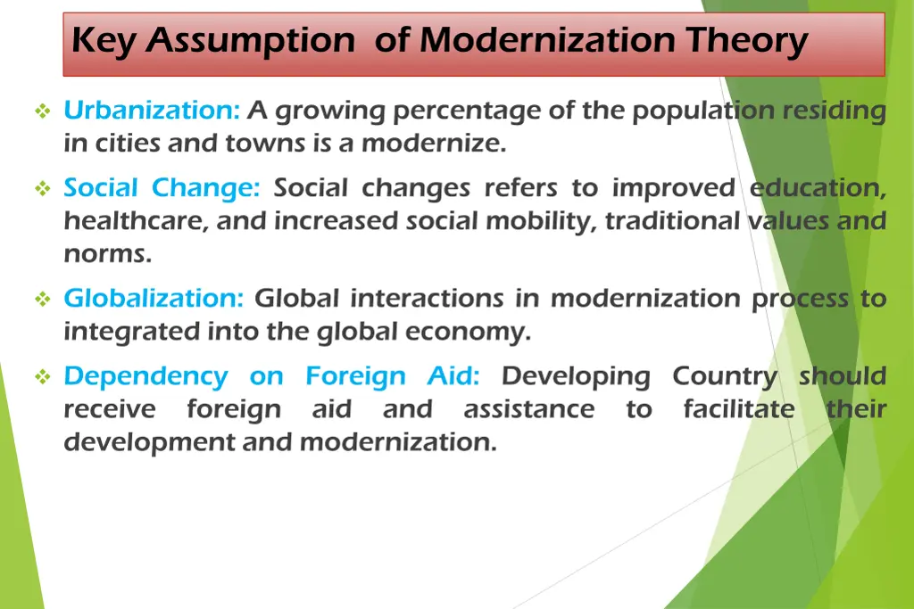 key assumption of modernization theory 1