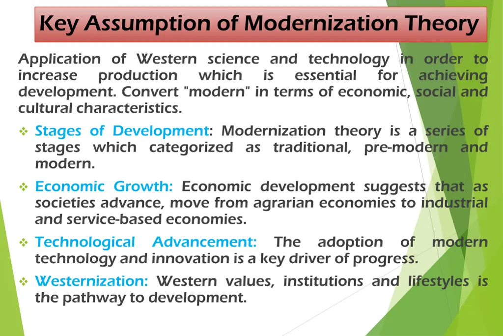 key assumption of modernization theory