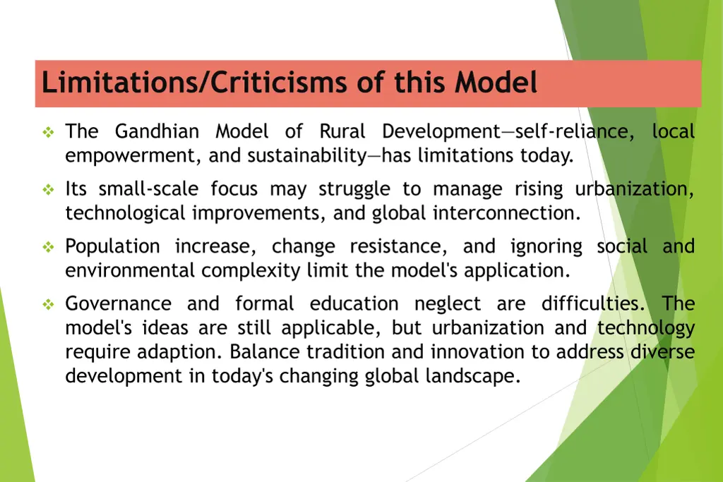 limitations criticisms of this model