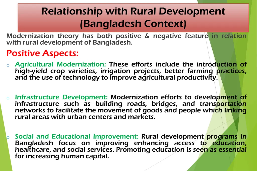 relationship with rural development bangladesh