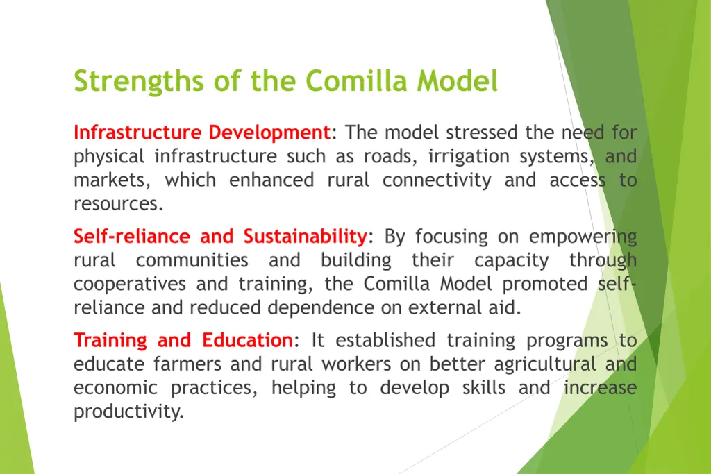 strengths of the comilla model 1