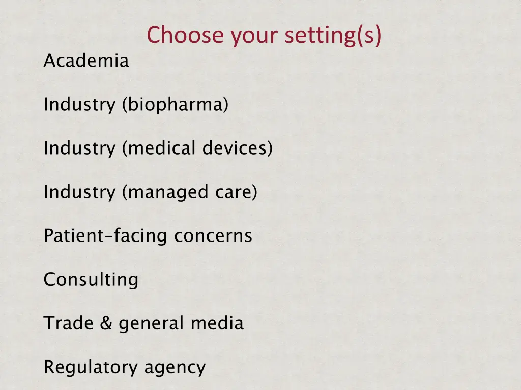 choose your setting s