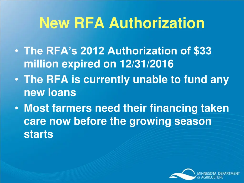new rfa authorization