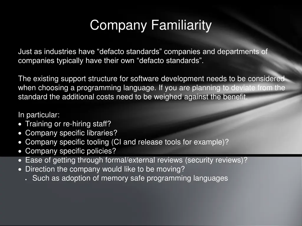 company familiarity