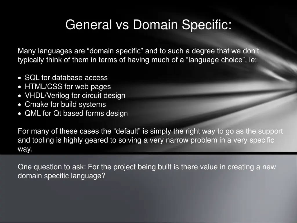 general vs domain specific