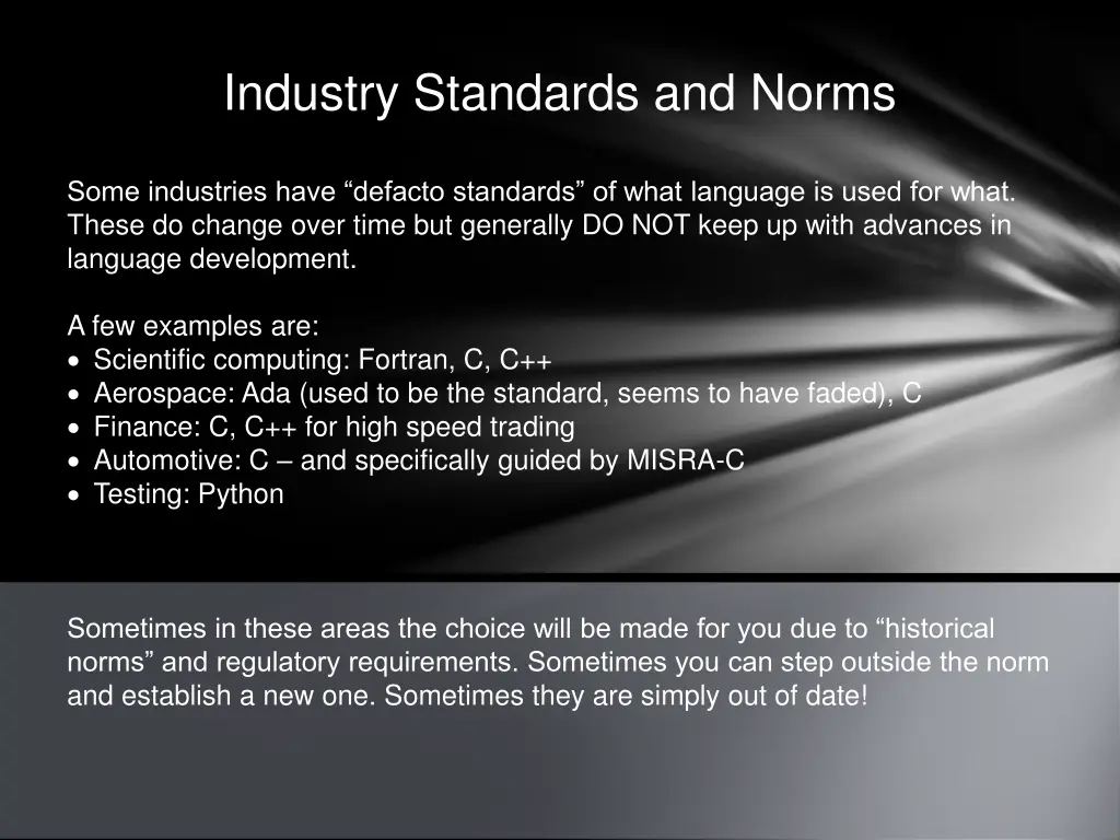 industry standards and norms