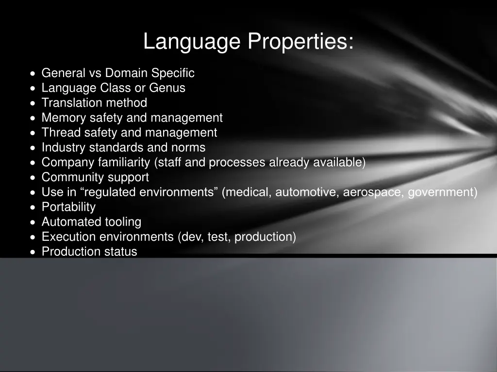 language properties