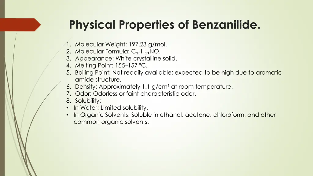 physical properties of benzanilide