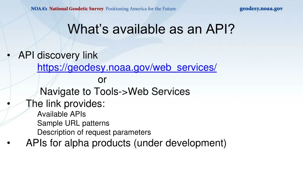 what s available as an api