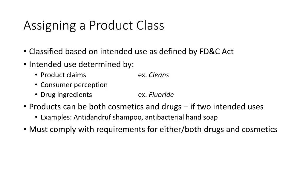 assigning a product class