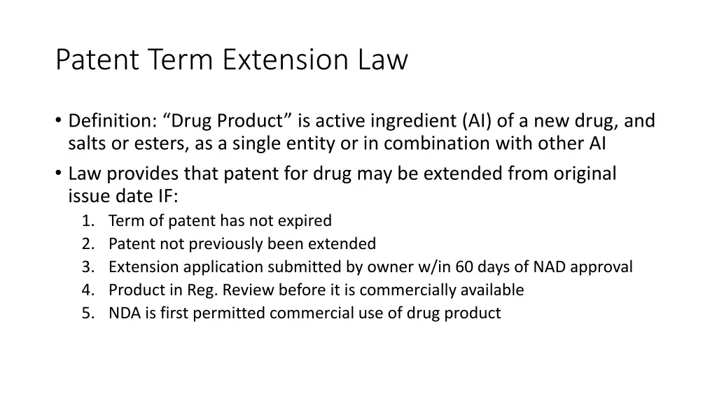 patent term extension law