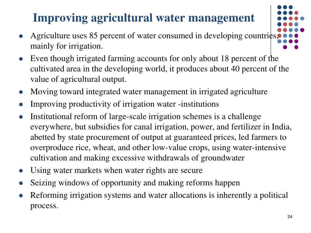 improving agricultural water management