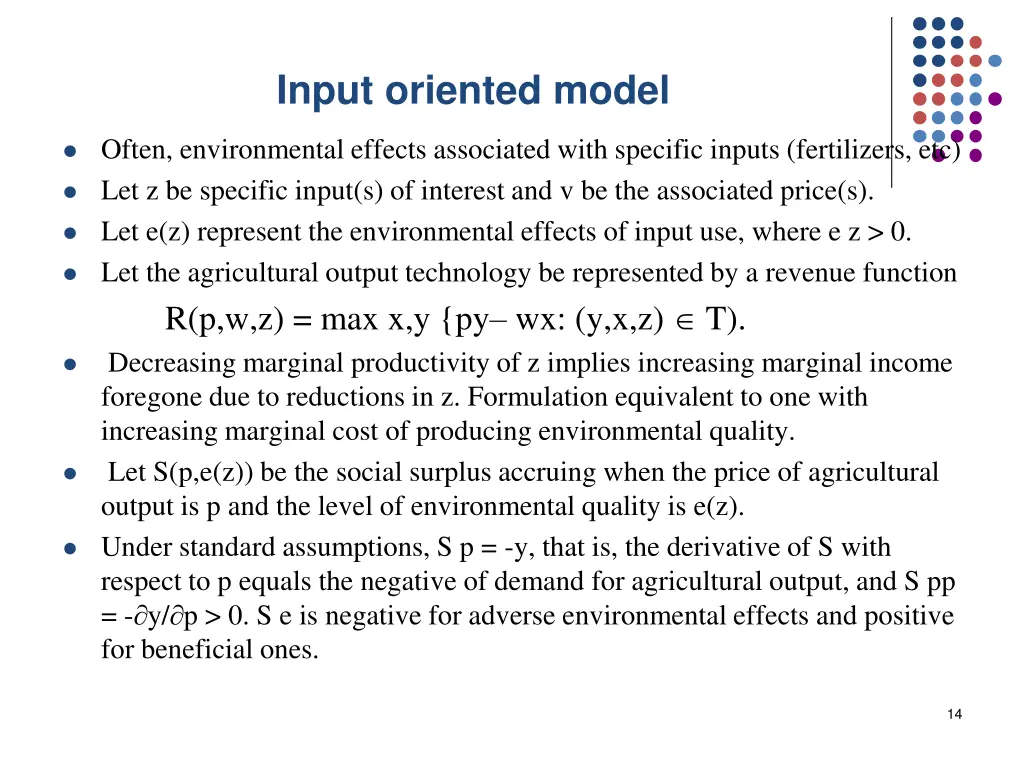 input oriented model