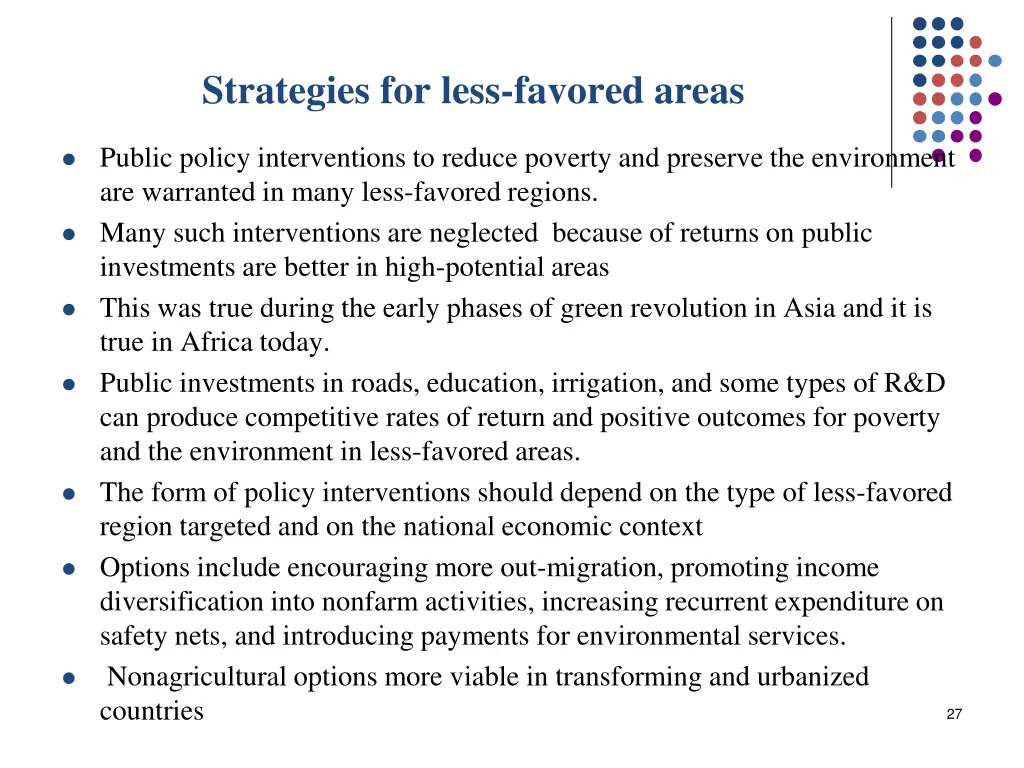 strategies for less favored areas