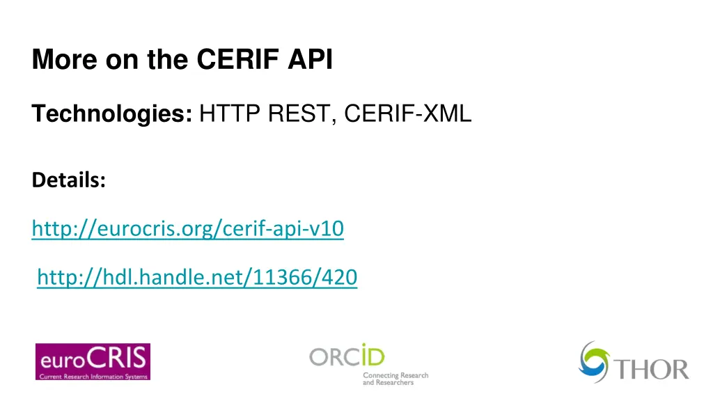 more on the cerif api