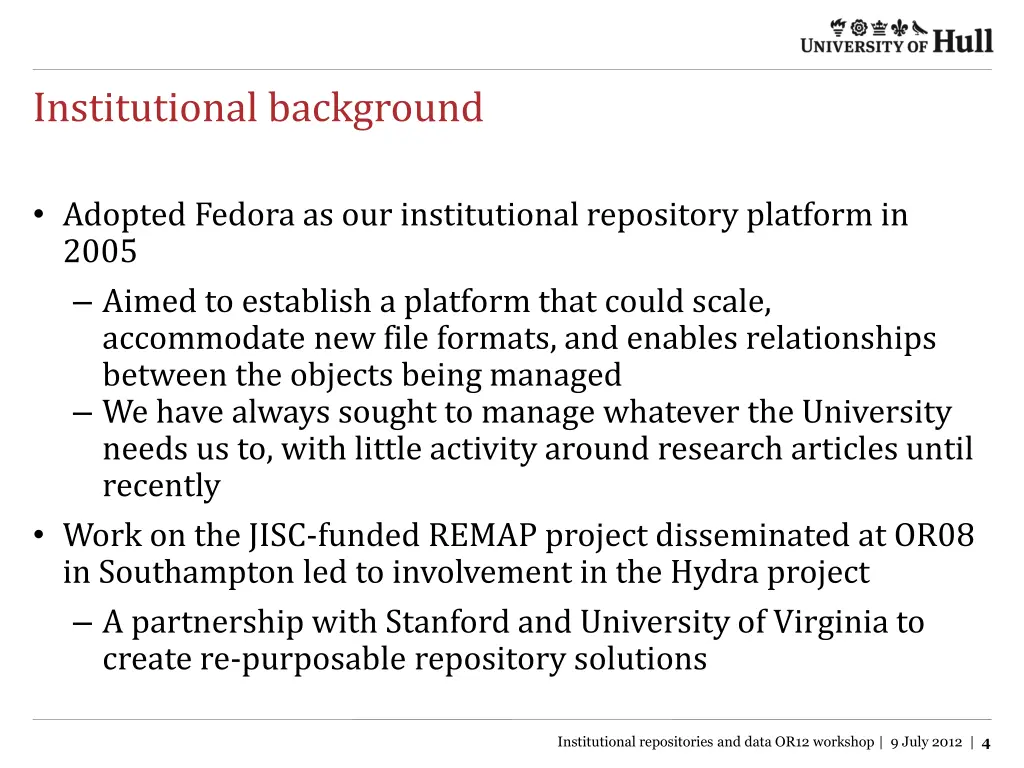 institutional background