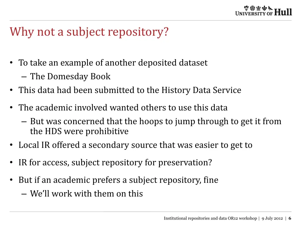 why not a subject repository