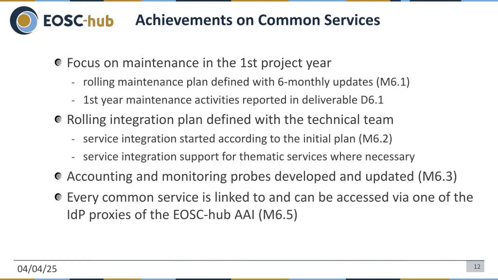achievements on common services