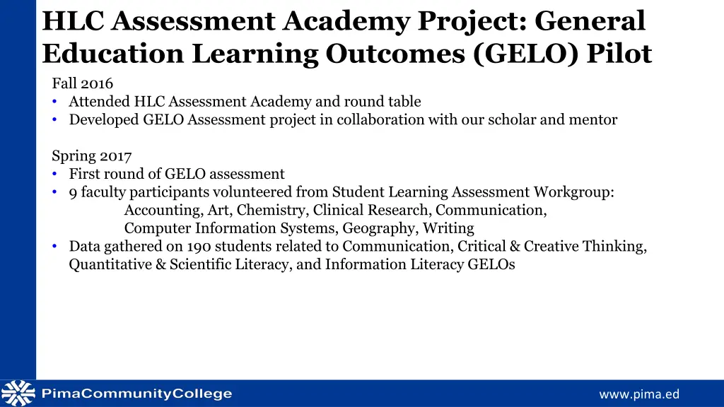 hlc assessment academy project general education