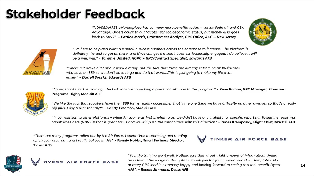 stakeholder feedback