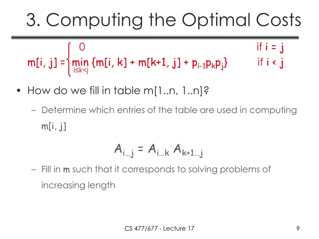 3 computing the optimal costs 1