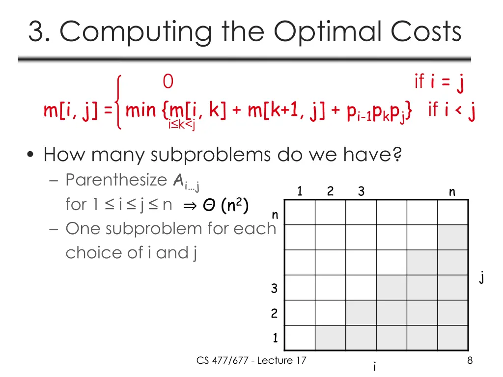 3 computing the optimal costs