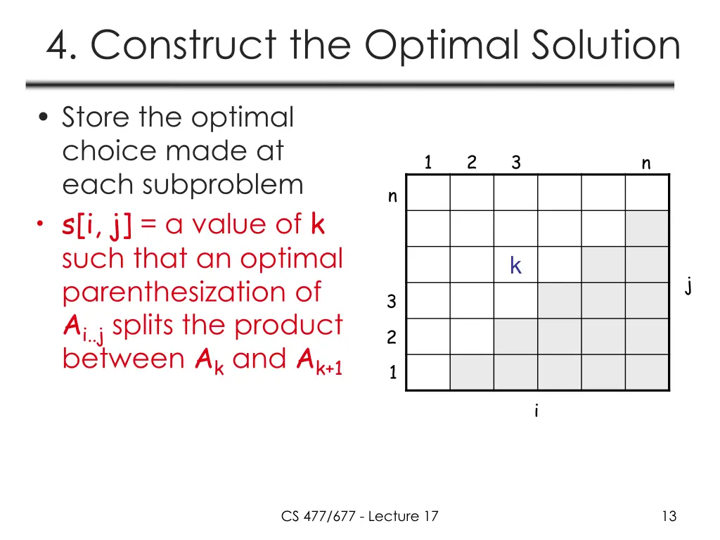 4 construct the optimal solution