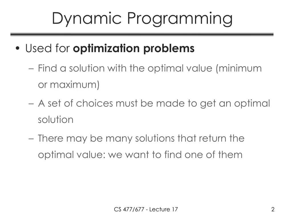 dynamic programming