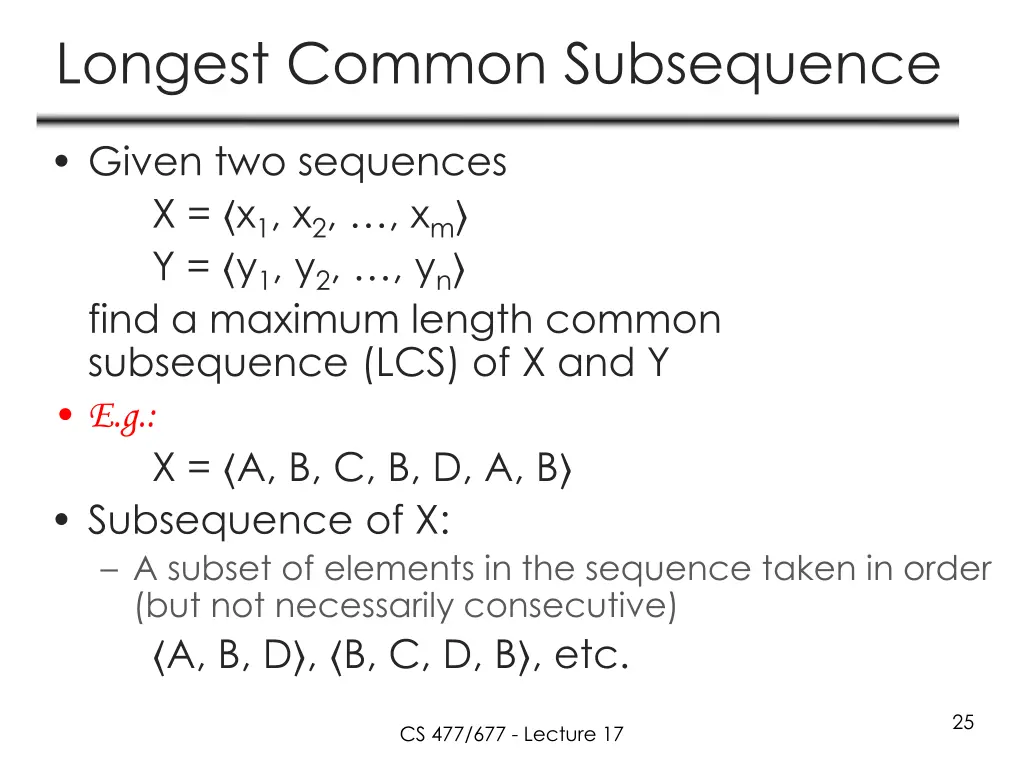 longest common subsequence