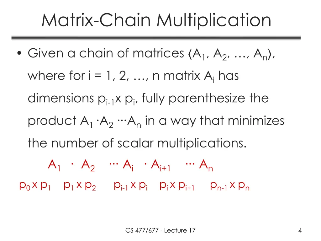 matrix chain multiplication