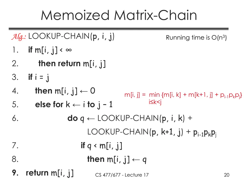 memoized matrix chain 1