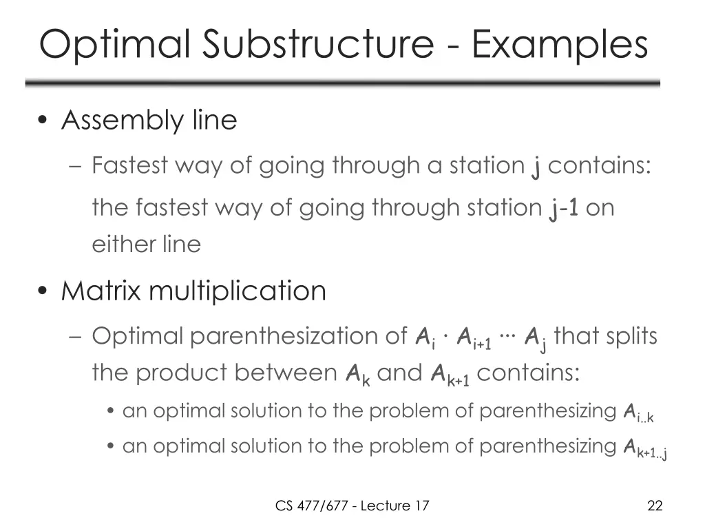 optimal substructure examples