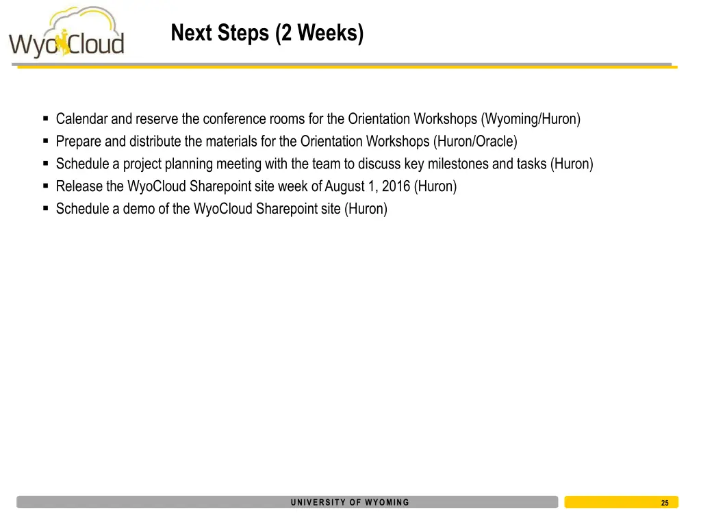 next steps 2 weeks