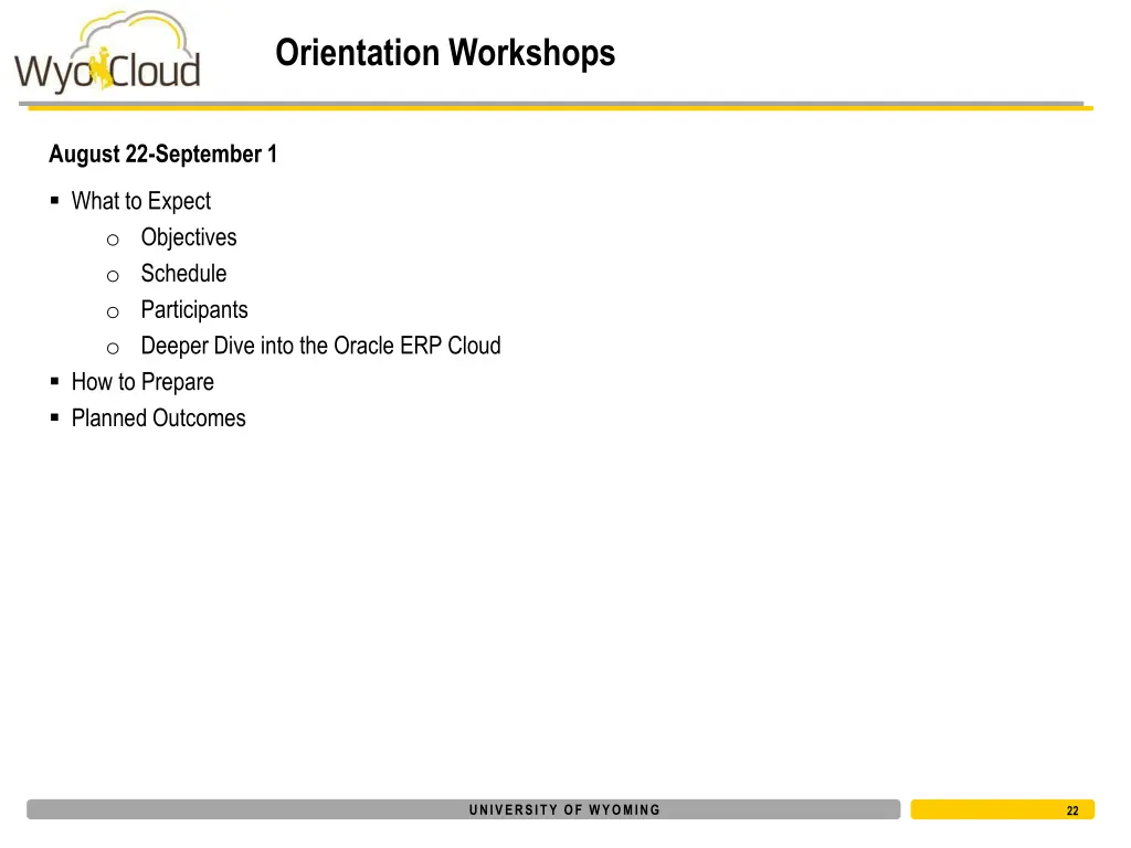 orientation workshops