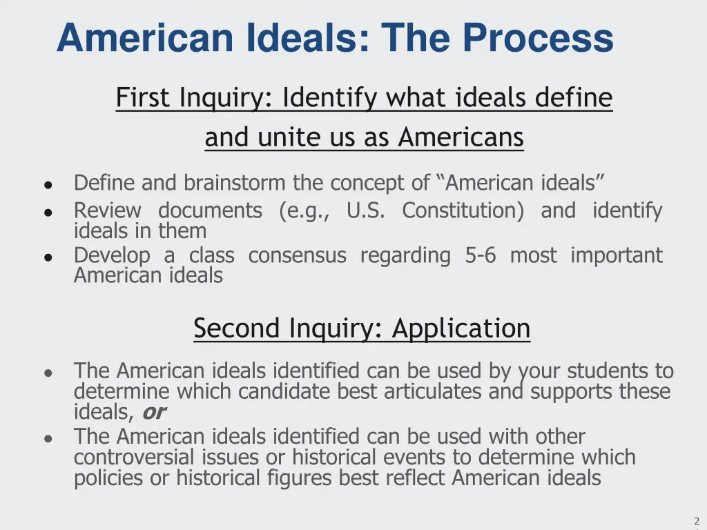 american ideals the process
