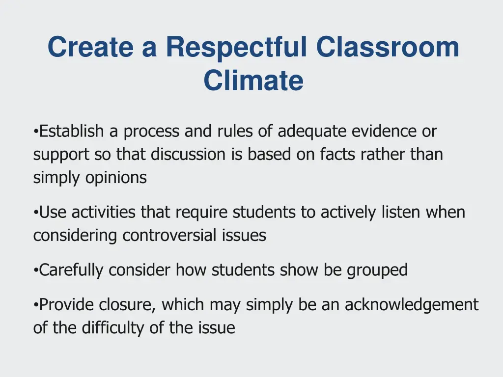 create a respectful classroom climate