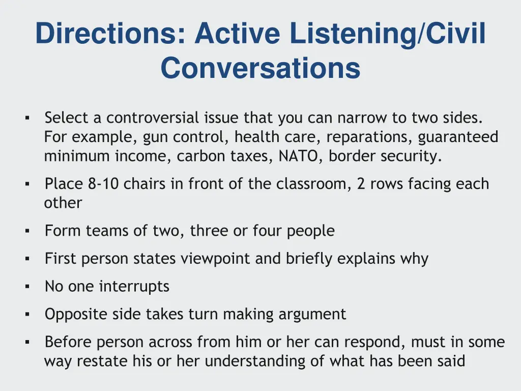 directions active listening civil conversations