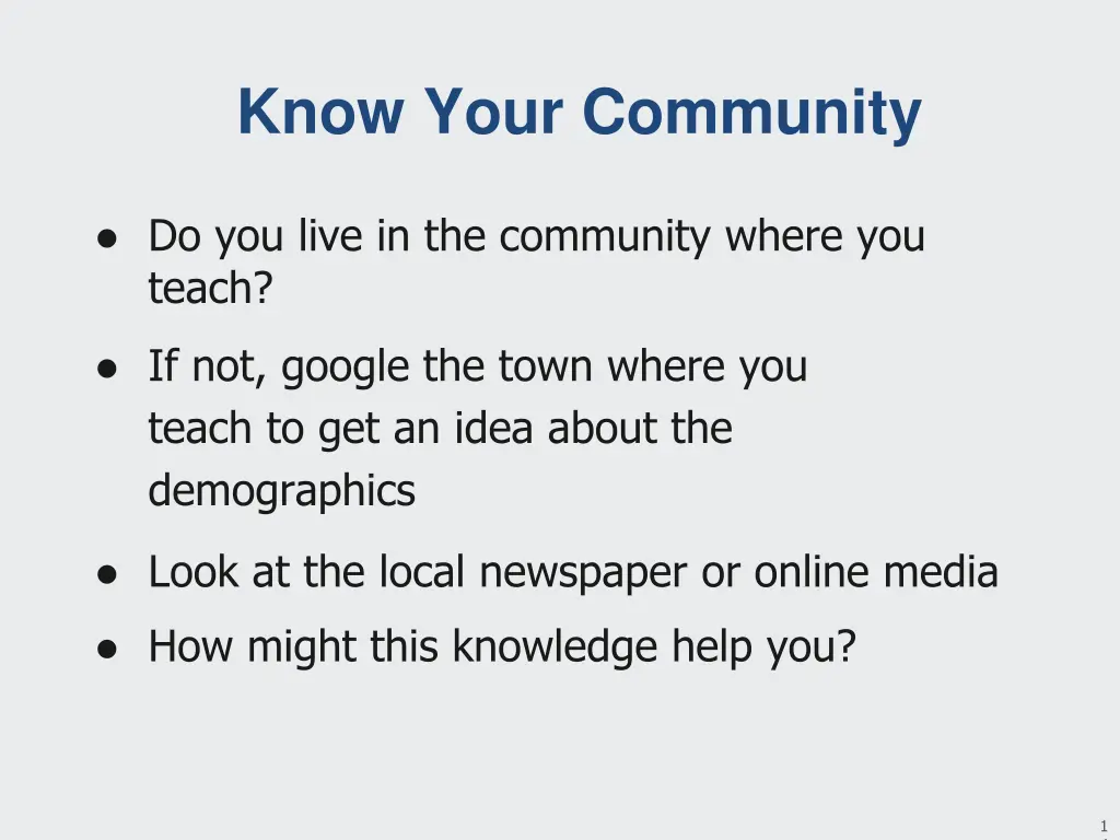 know your community