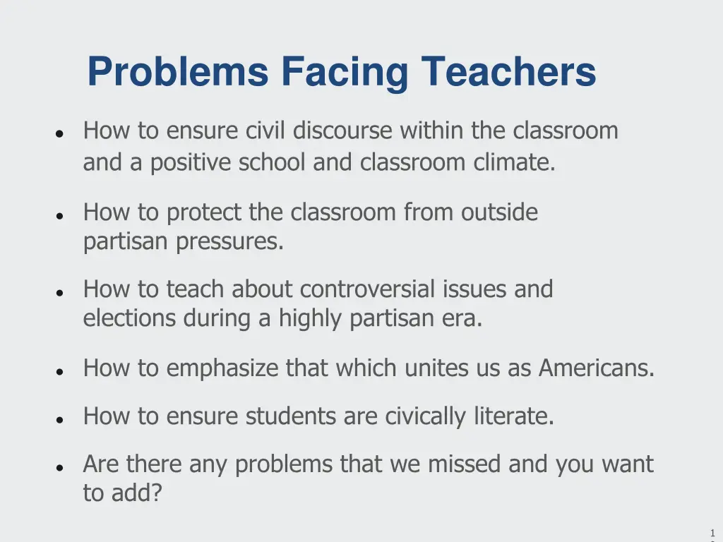problems facing teachers