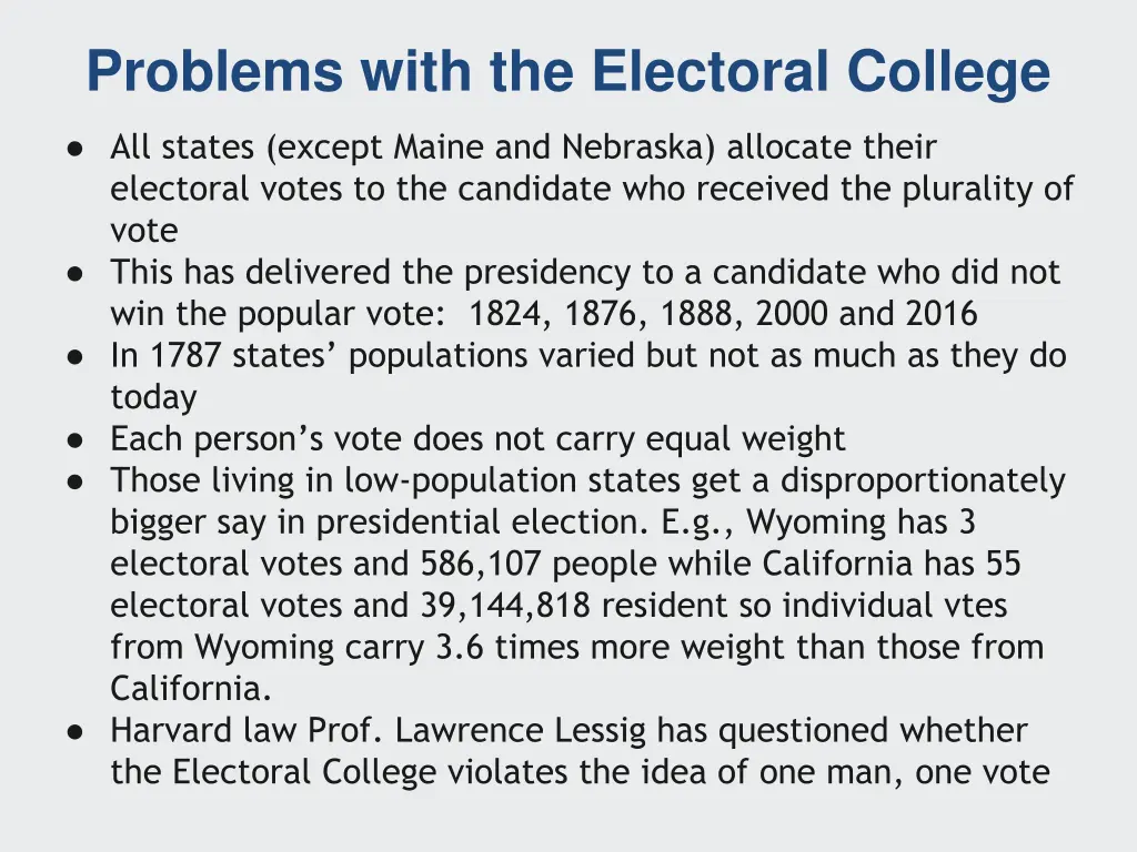 problems with the electoral college