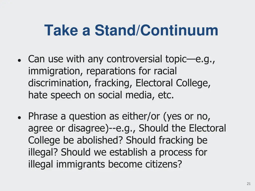 take a stand continuum