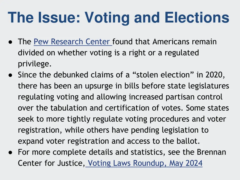 the issue voting and elections