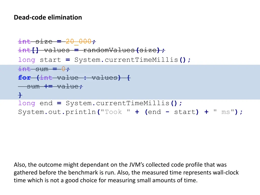 dead code elimination