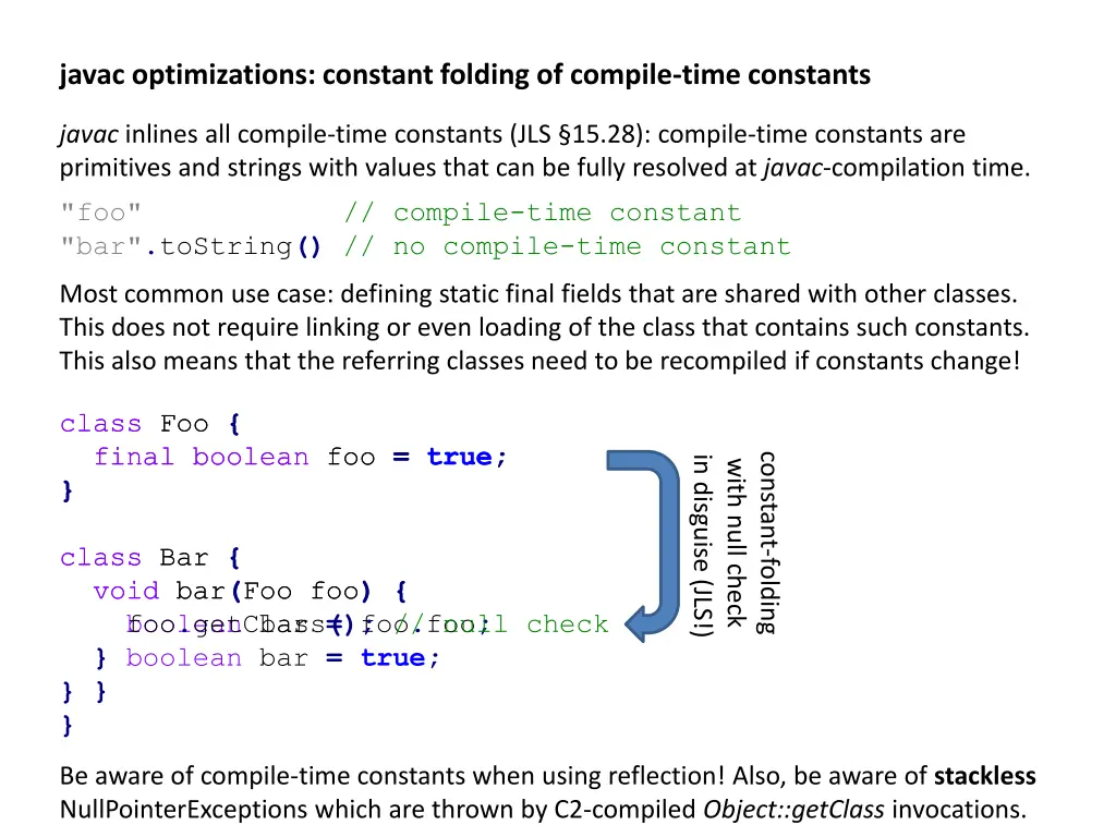 javac optimizations constant folding of compile