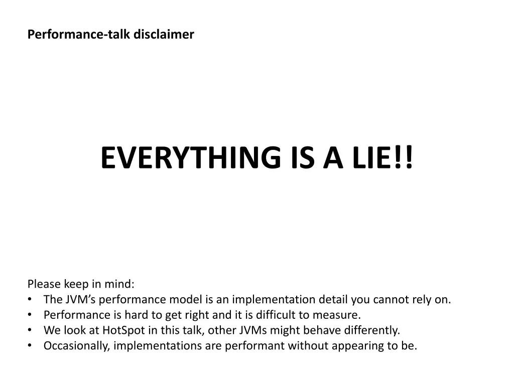 performance talk disclaimer