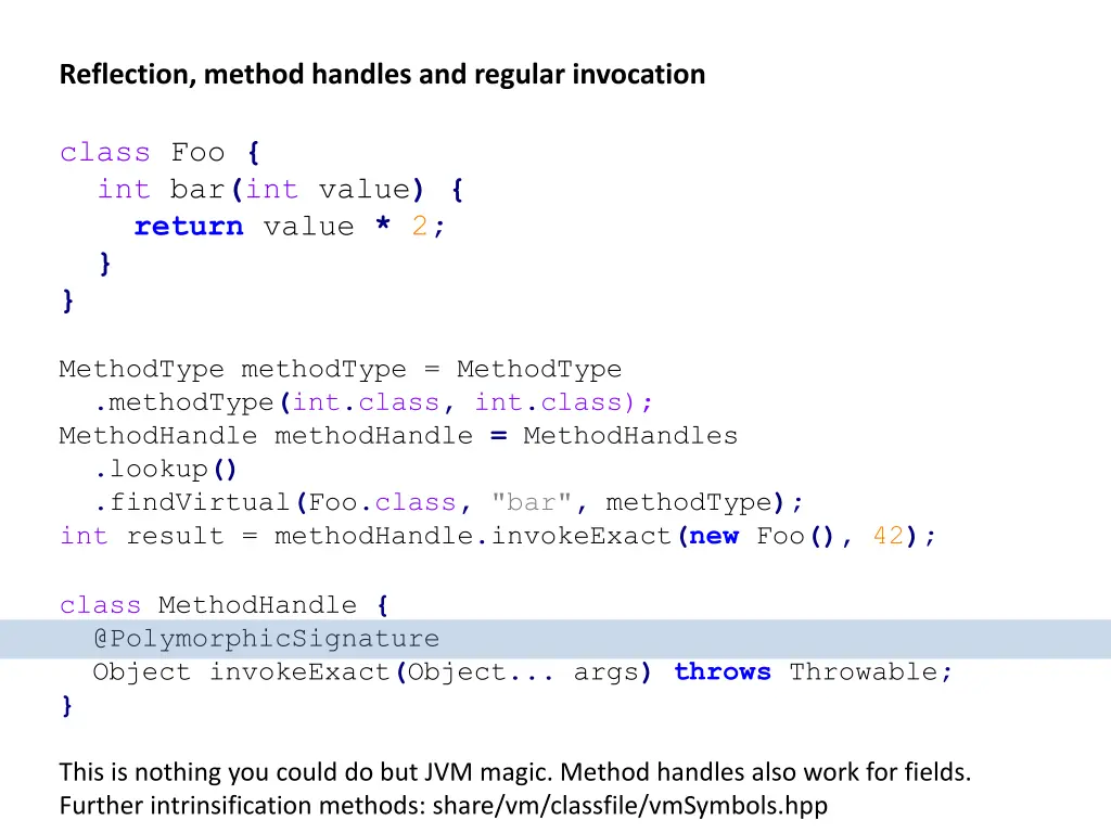 reflection method handles and regular invocation 1