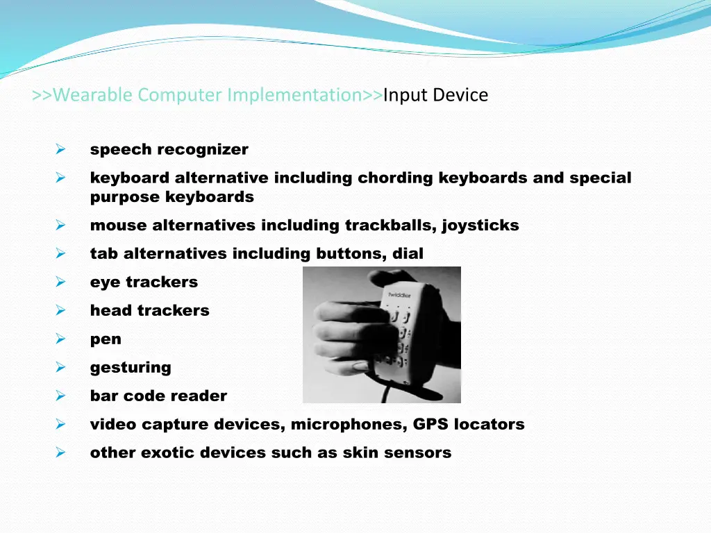 wearable computer implementation input device